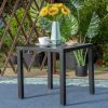 Outdoor Square Side Table, 18.9"D * 18.1"H Metal End Table, Black