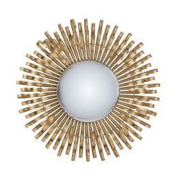27" in Sunburst Design Wall Mirror Decorative Golden Finish for Entryway, Modern Living room