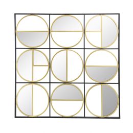 35.6" in Eclectic Styling Metal Beaded Black Wall Mirror with Contemporary Design for Bedroom,Liveroom & Entryway