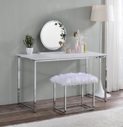 Tennos Vanity Desk in White &amp; Chrome Finish AC00903
