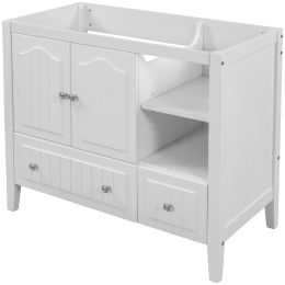 36&quot; Bathroom Vanity Base Only; Solid Wood Frame and MDF Boards; White