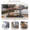 Round Coffee Table with Caster Wheels and Wood Textured Surface for Living Room, Ï†35.5'( Distressed Brown)