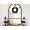 34x54.3" Large Arched Accent Mirror with Brown Frame with Decorative Window Look Classic Architecture Style Solid Fir Wood Interior Decor