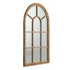 34x54.3" Large Arched Accent Mirror with Brown Frame with Decorative Window Look Classic Architecture Style Solid Fir Wood Interior Decor
