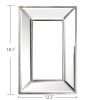 18x12" Modern Flair Medium Silver Rectangle Mirror with Mirrored Frame Silver Tones Wall Decor for Entryway, Living Room, Office, or Hallway