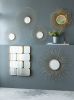 Set of 3 Wall Mirror Abstract designed Wall mirrors with Gold Frame for Home & Office,Top of Sideboard L:26x5x25.5" M:22x3.5x22" S:18x2.5x18"