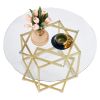 coffee table, glass coffee table with gold frame round and glass top for home office, metal table legs, home decor accent cocktail table