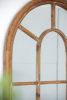 34x54.3" Large Arched Accent Mirror with Brown Frame with Decorative Window Look Classic Architecture Style Solid Fir Wood Interior Decor