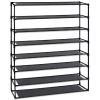 Simple Assembly 8 Tier Shoe Rack Detachable Non-Woven Waterproof Fabric Shoe Organizer Tower Space Saver Stackable Storage Shelf (Black) RT