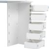 Corner Dressing Table Make Up Desk with Three-fold Mirror and 5 Rotary Large Capacity Dresser Wooden Bedroom Vanity Table
