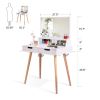 Wooden Mirror Vanity Desk Makeup Table; White