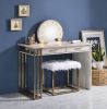 Tyeid Vanity Desk w/USB in Antique White &amp; Gold Finish AC00898