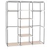 69" Portable Clothes Closet Non-Woven Fabric Wardrobe Double Rod Storage Organizer Beige