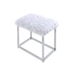 Adao Vanity Mirror &amp; Stool; Faux Fur; Mirror; White &amp; Chrome Finish AC00935