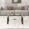 Tempered Clear Glass Coffee Table, 2-Layers Coffee Table Living Room Cnter Table