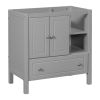 30" Bathroom Vanity Base Only; Solid Wood Frame; Bathroom Storage Cabinet with Doors and Drawers; Grey