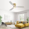 Low Profile Ceiling Fan DC 3 Solid Wood Fan Blade Noiseless Reversible Motor Remote Control With Light