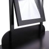 53.5''H Elegant Wood Makeup Vanity Set Dressing Table Furniture with Rotating Rectangular Mirror and Drawer, Black XH