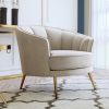 Modern Velvet Accent Barrel Chair Leisure Accent Chair Living Room Upholstered Armchair Vanity Chair for Bedroom Meeting Room; Beige