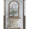 34x54.3" Large Arched Accent Mirror with Brown Frame with Decorative Window Look Classic Architecture Style Solid Fir Wood Interior Decor