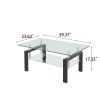 Tempered Clear Glass Coffee Table, 2-Layers Coffee Table Living Room Cnter Table