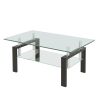 Tempered Clear Glass Coffee Table, 2-Layers Coffee Table Living Room Cnter Table