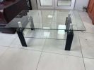 Tempered Clear Glass Coffee Table, 2-Layers Coffee Table Living Room Cnter Table