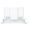Corner Dressing Table Make Up Desk with Three-fold Mirror and 5 Rotary Large Capacity Dresser Wooden Bedroom Vanity Table