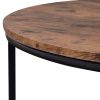Round Coffee Table with Caster Wheels and Wood Textured Surface for Living Room, Ï†35.5'( Distressed Brown)