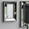 18x12" Modern Flair Medium Silver Rectangle Mirror with Mirrored Frame Silver Tones Wall Decor for Entryway, Living Room, Office, or Hallway