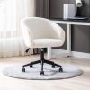 Desk Chair Faux Fur Task Chair; Modern Cute Accent Armchair Swivel Makeup Stool for Bedroom;  White