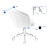 Desk Chair Faux Fur Task Chair; Modern Cute Accent Armchair Swivel Makeup Stool for Bedroom;  White