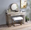 Tyeid Vanity Desk w/USB in Antique White &amp; Gold Finish AC00898