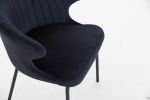 Dining Chairs set of 2; Upholstered Side Chairs; Kitchen Chairs Accent Chair Cushion Upholstered Seat with Metal Legs for Living Room Black