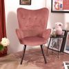 Modern Wingback Accent Armchair Living Room Tufted Velvet Upholstery; ROSE