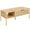 Coffee Table, Top Lifting, Natural Bamboo and Rattan, for Living Room