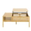 Coffee Table, Top Lifting, Natural Bamboo and Rattan, for Living Room