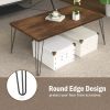 43.5 Inch Wooden Rectangular Coffee Table with Metal Legs