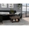 Luanda Lift Top Coffee Table; Casters; One Shelf -Dark Brown