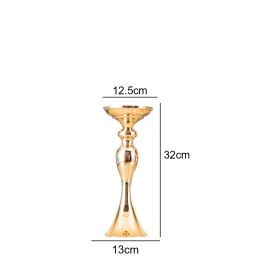 Gold/ Silver/White Metal Candle Holders Flower Vase Candlestick Centerpieces Road Lead Wedding Party Home Table Event Decoration (Color: small gold)