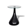 Coffee Table with Round Glass Top High Gloss