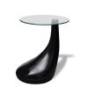 Coffee Table with Round Glass Top High Gloss