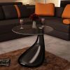 Coffee Table with Round Glass Top High Gloss