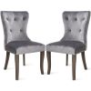 Victorian Dining Chair Button Tufted Armless Chair Upholstered Accent Chair,Nailhead Trim,Chair Ring Pull Set of 2