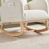 Rocking Chair Mid-Century Modern Rocking Armchair Upholstered Tall Back Accent Glider Rocker