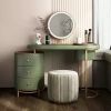 Modern Makeup Vanity Table With LED Lighted Mirror;  Dressing Table with Movable Tray Top;  4 Solid Wood Drawer;  Without Stool;  43"